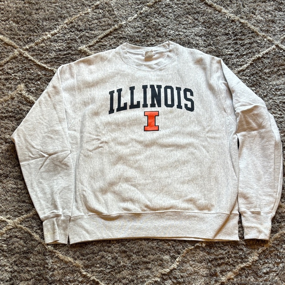 Champion Illinois Gray Crewneck Sweater
